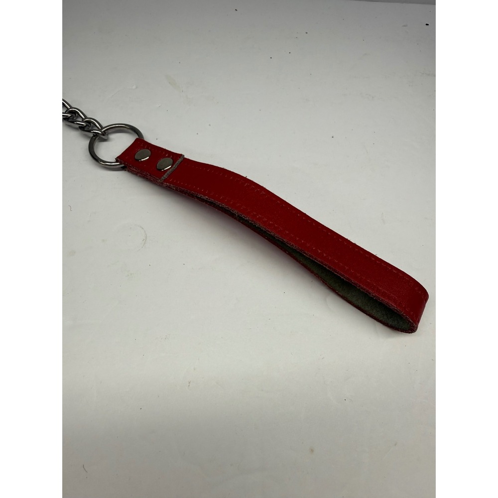 Heavy Duty Metal Chain Dog Leash Red Padded Leather Handle Swivel Bolt 41" chain - Picture 3 of 5